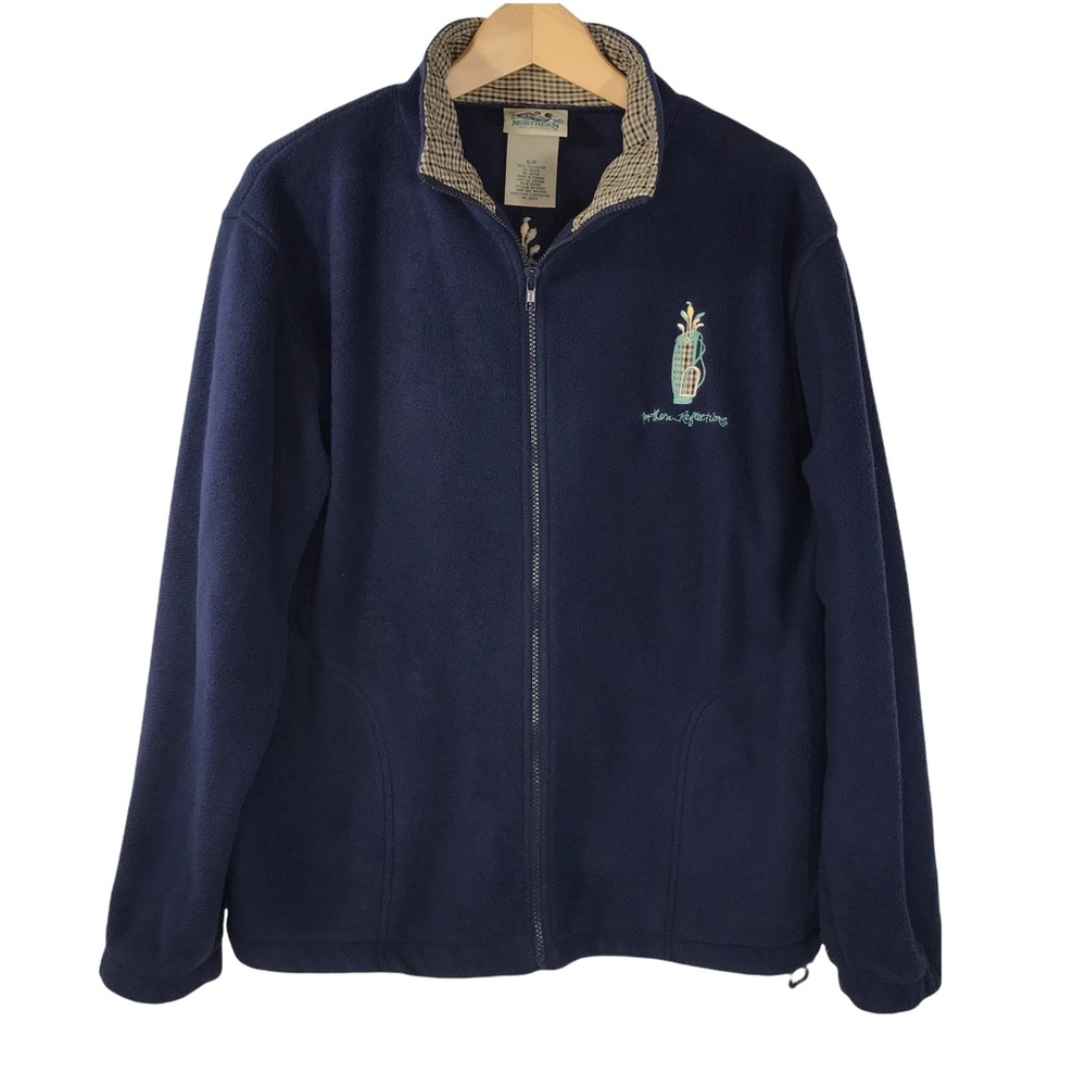 Northern Reflections Fleece Full Zip Golf Jacket Coat Plaid Grandpa Small